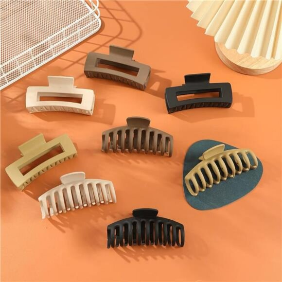 Large hair claw clips for thick thin curly hair 8 pack non slip strong grip wome - Picture 4 of 6